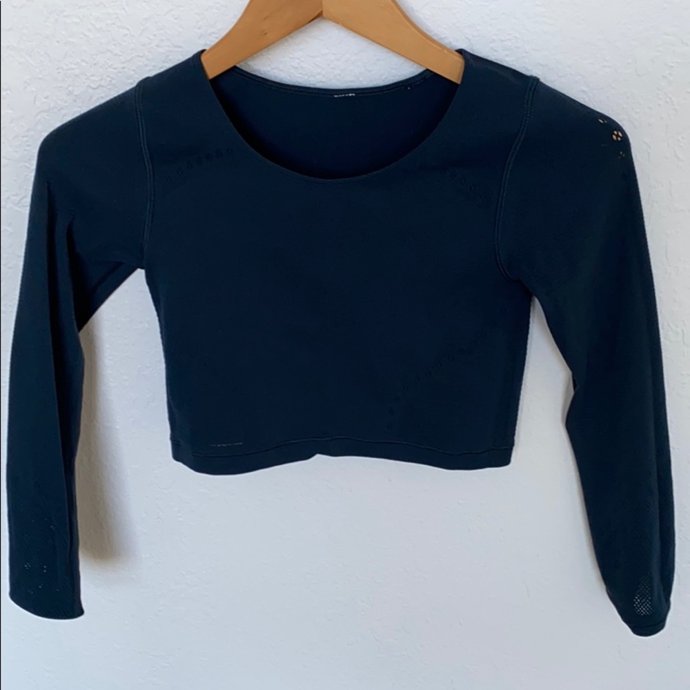 Fall Long Sleeve Lululemon Navy Crop Top